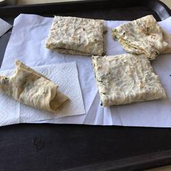 Village toast. Spinach and feta cheese inside. Tasty