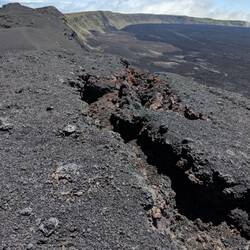 This is an active volcano. Rifts are created with minor shifts in the earth