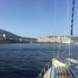 Approach to Ajaccio and MSC cruise ship