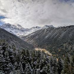 Die Aussicht über das Tal von Huanglong...