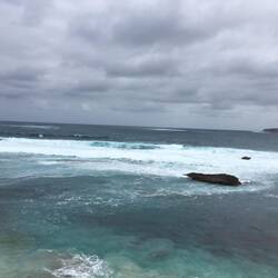Southern tip of the park, east and west ocean waters meet between an island and the mainland. Rough!
