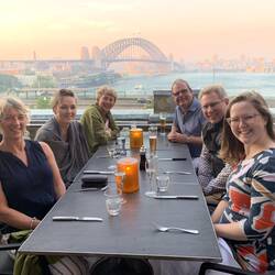 Dinner at cafe Sydney with bridge in background