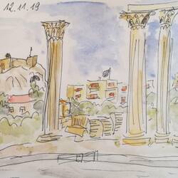Zeus-Tempel mit Akropolis im Hintergrund