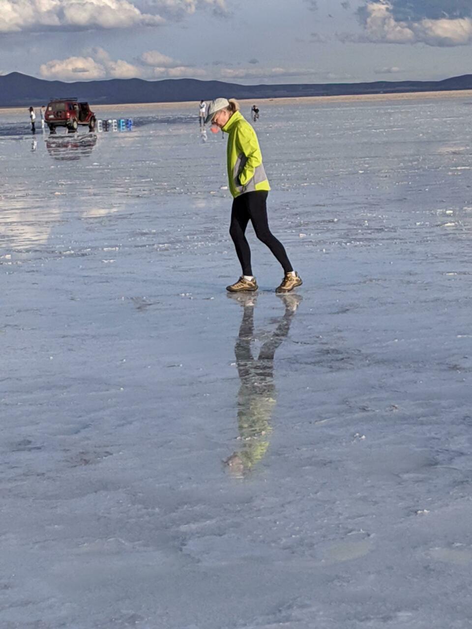 In some parts of the flats, the water comes through the salt