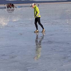 In some parts of the flats, the water comes through the salt