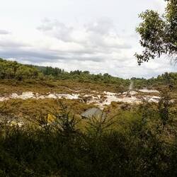 Wai-O-Tapu von oben - überall dampft und brodelt es!