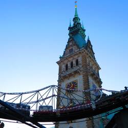 Miniature railway between rooftops