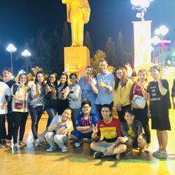 Language students with their lovely teacher (first from left in front row)
