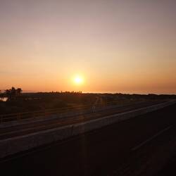 Sunrise over the lagune next to the highway