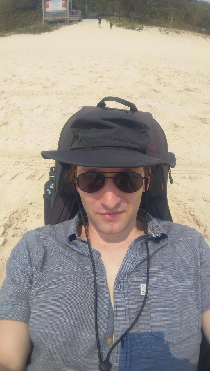 Waiting for the surf board.