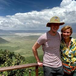 Op de rand van de Ngorongoro krater