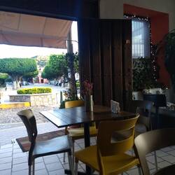 The view to the square from the cafe