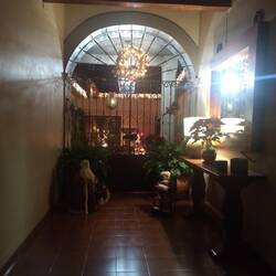 Looking into a house at night