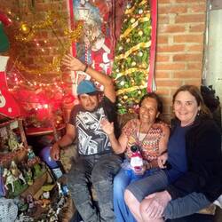 Little 'Good Luck' gnome for a Mexican lady. Chris took the photo from the front doorway.