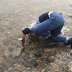 Sticking my face into the magical waters of Loch Lochy