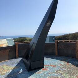 Sundial with intricate mosaic floor on Flagstaff Hill