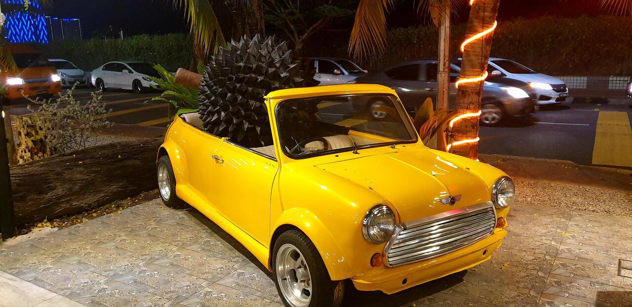 Ce fruit est un durian, testé mais pas vraiment approuvé...