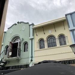 A street with Spanish-influenced architecture