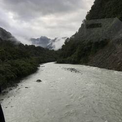Glacial-fed river is grey with finely-crushed powdered rock