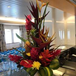 One of many beautiful flower arrangements on the ship