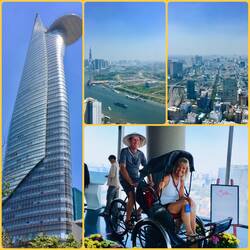 Bitexco tower; amazing views; my "Cyclo" driver!