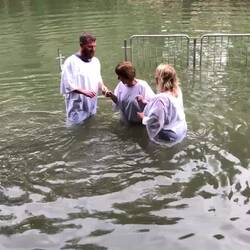 My Mom baptized in Jordan River like Jesus