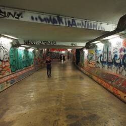 One decorated subway