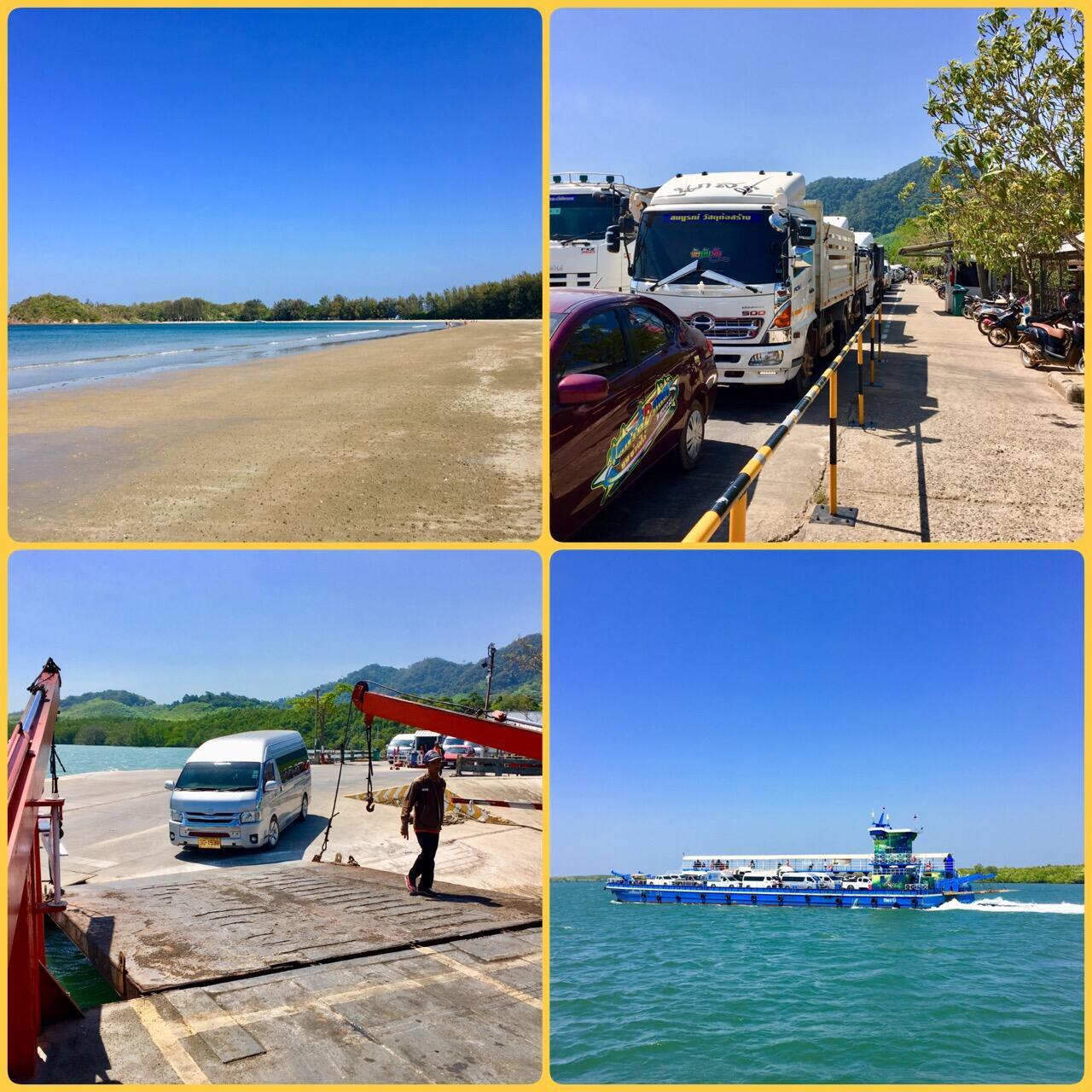 Last pic of Ko Lanta beach; ferry line up; ferry crossing!