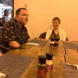 Informal dinner. Happy to have Gary and Karina.