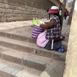 Selling corn.