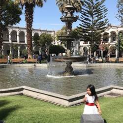 Fountain in centre of Plaza.