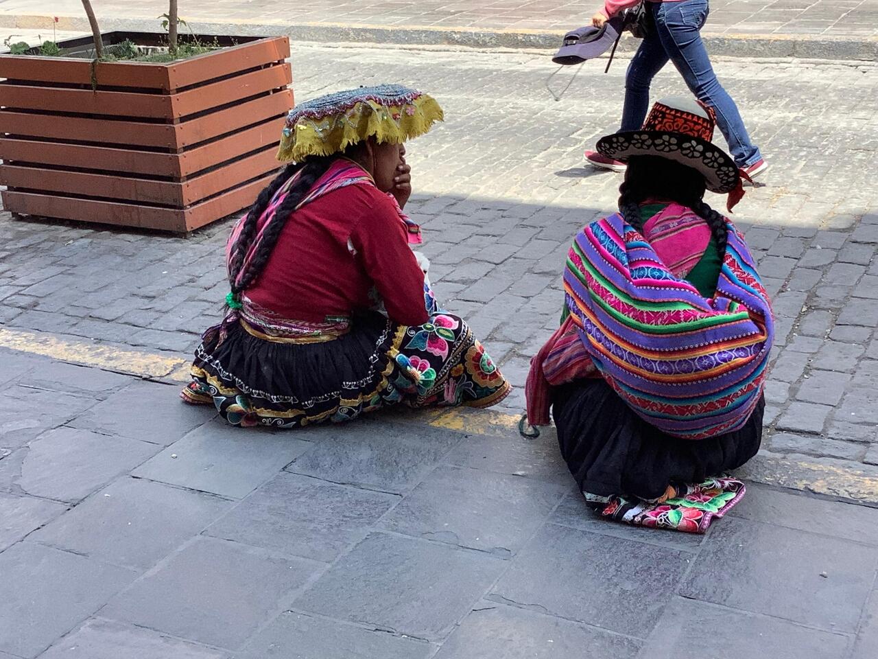 Sitting in the shade around the Plaza
