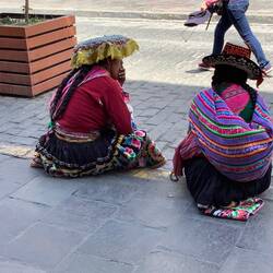 Sitting in the shade around the Plaza