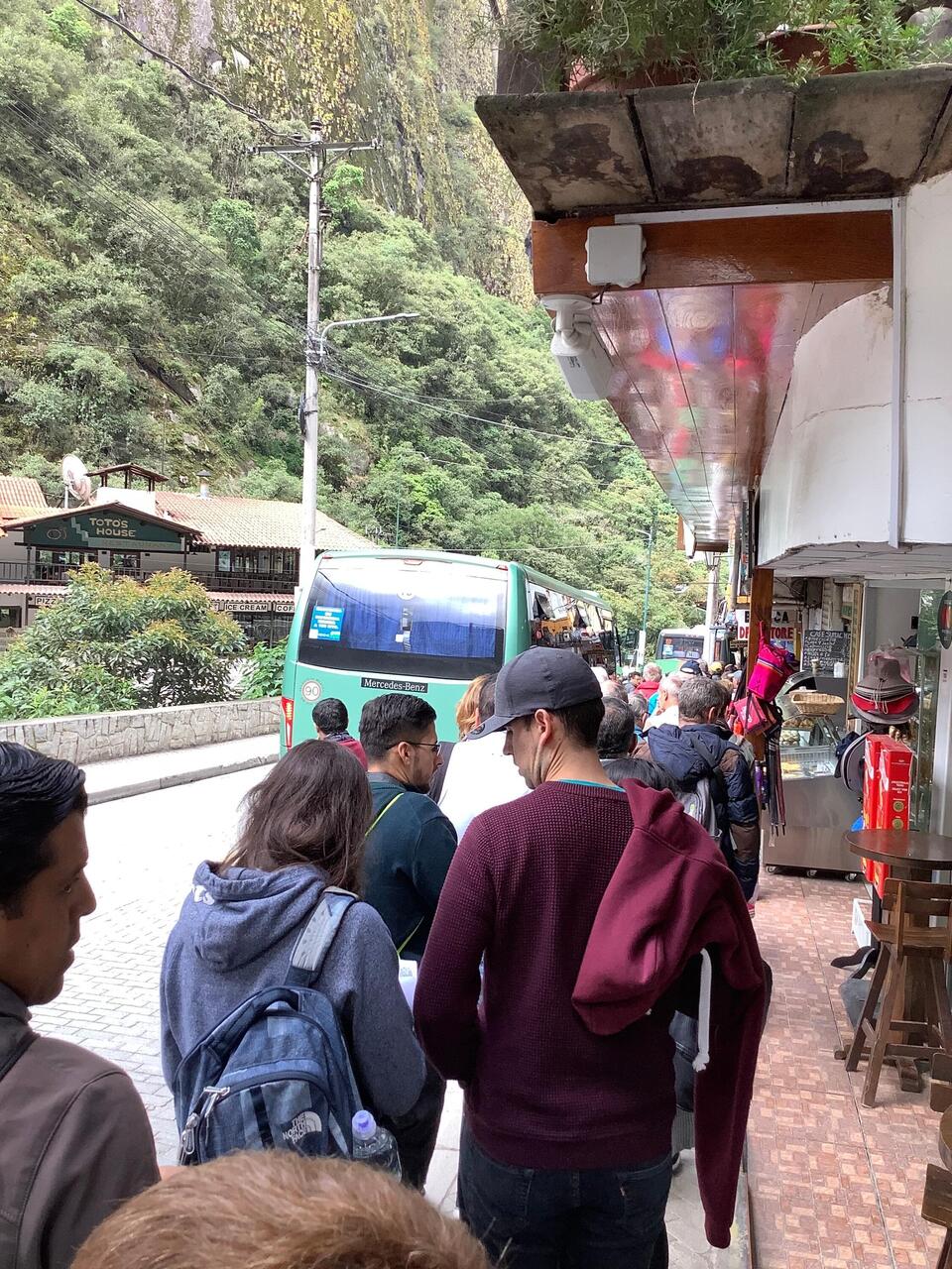 Catching the bus back up to tour Machu Picchu.