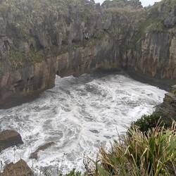 A pool that churns and splashes