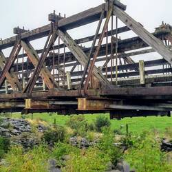Old wooden train trestles dotted the area