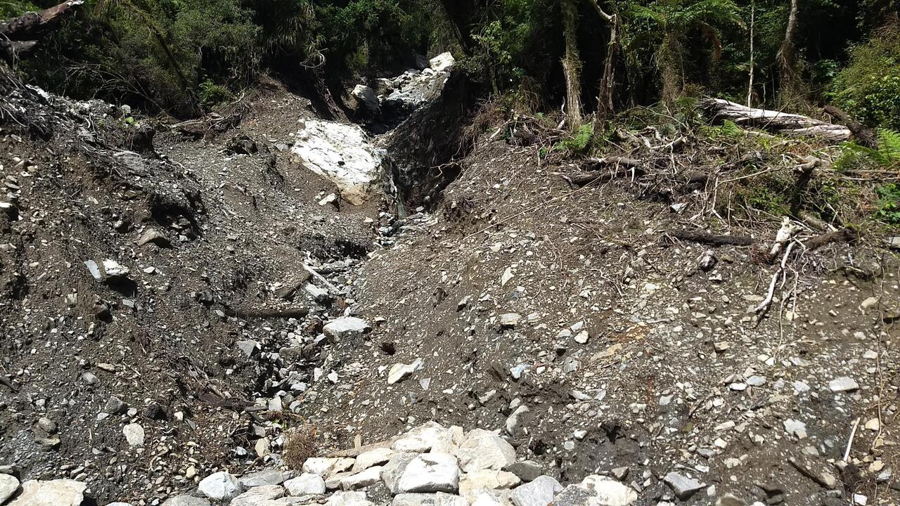 Landslide beside trail