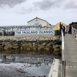 Nice welcome to Stanley, capital of the Falkland Islands.