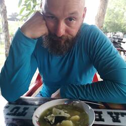 Disgusting smelling fish soup for breakfast