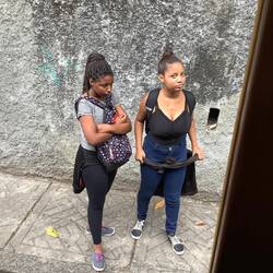School girls waiting for the trolly.