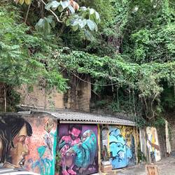 Colourful graffity along the way.