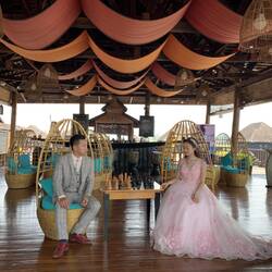 A wedding at the resort. Brides wear pink on their wedding day.