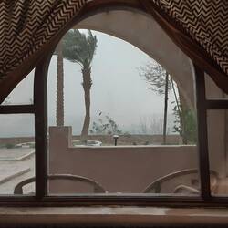 View from our room. There's a lake out there