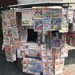 Newstand just outside market