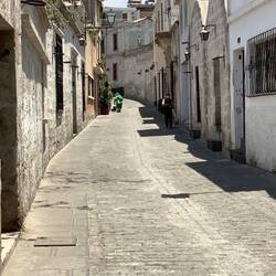 Narrow streets lined with old houses.