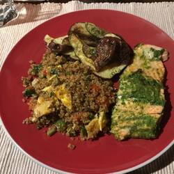 First dinner, dry rubbed Trout.