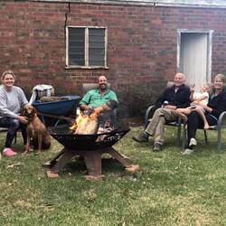 Having a beer while the dinner is cooking, it was raining lightly!