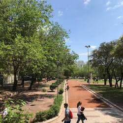 Example of the wide walkways in the plazas.