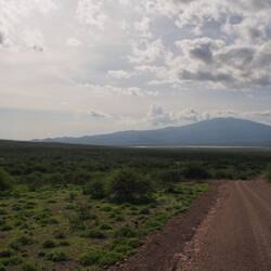 Coming from the east, Ol Doinyo Lengai left, Gelai right