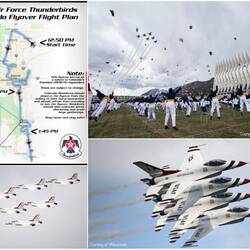 Collage of photos from the Thunderbird flyover ... bottom left is my photo.